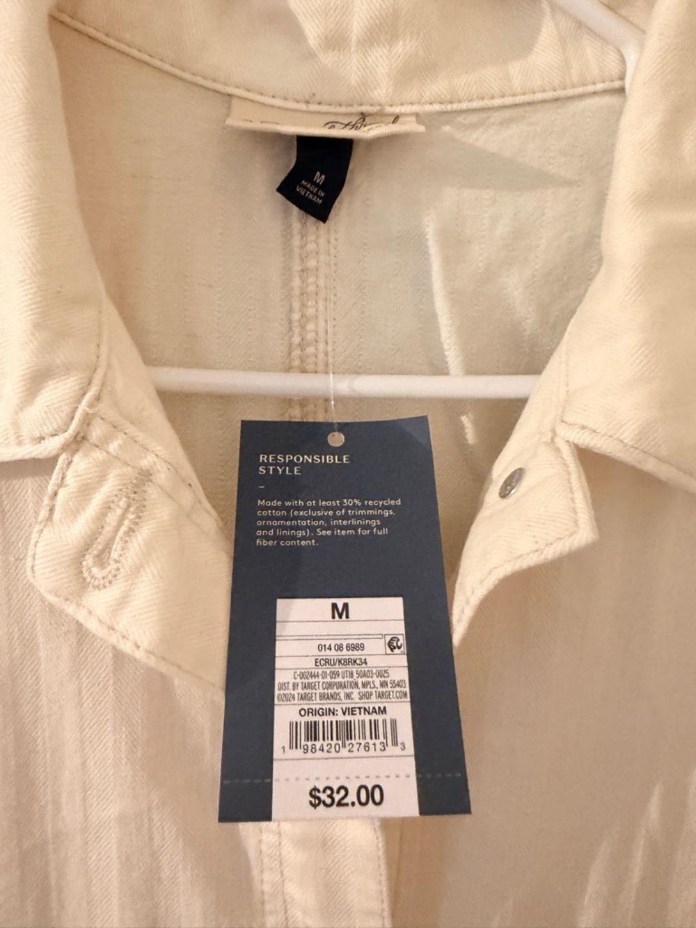 Universal Thread Cream Button-Front Mini Shirt Dress - Picture 6 of 7